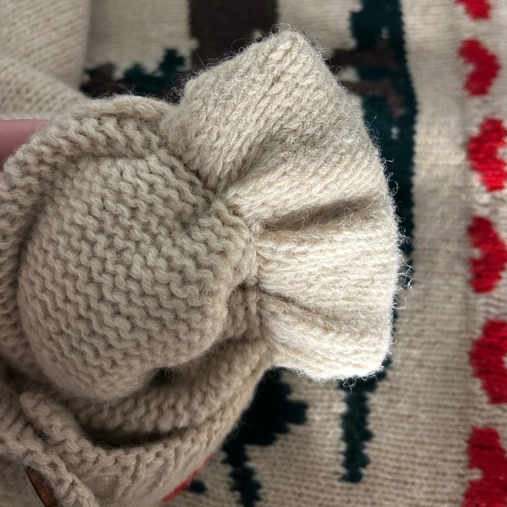 VINTAGE Concepts Susan Bristol Cardigan Womens M Beige Wool Heart Deer Pine Tree - Picture 13 of 14